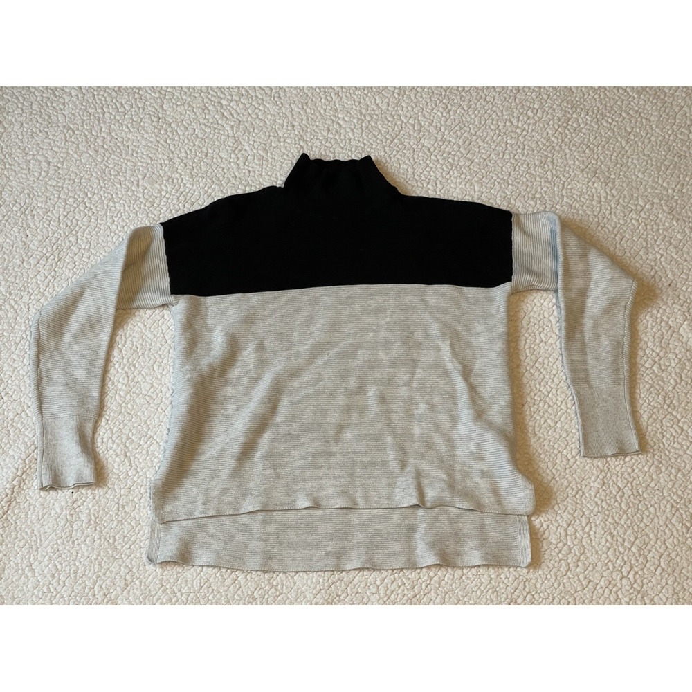 Victoria's Secret Mock Neck Colorblock Ribbed Sweater‎ Gray Black XS 338553
